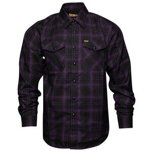 NWT Dixxon Family Jewels Purple & Black Plaid Pearl Snap Flannel Shirt